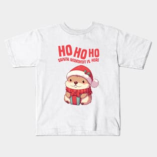 Ho Ho Ho Santa Marmot is Here Kids T-Shirt